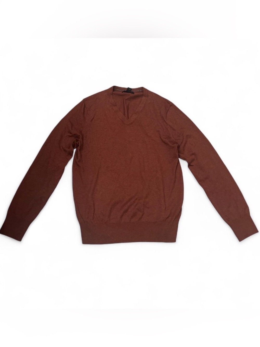Banana Republic Luxury Blend V-Neck Sweater in Rust Orange Sz Medium Silk Blend
